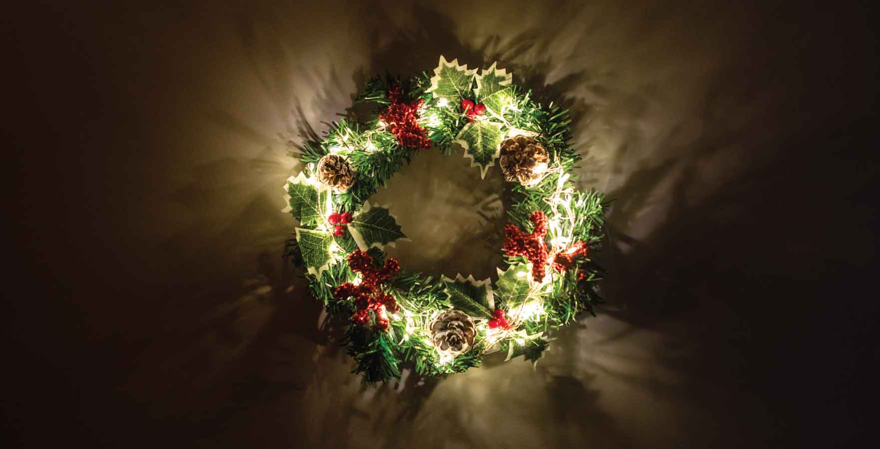 Christmas wreath with lights